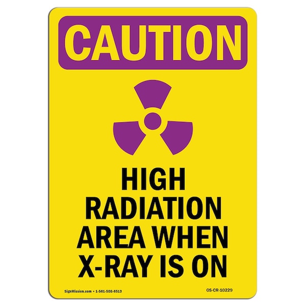 OSHA RADIATION, High Radiation Area W/ Symbol, 18in X 12in Rigid Plastic, OS-CR-P-1218-V-10229
